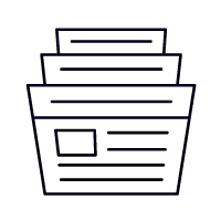 Fargerik omriss av en serie stablede aviser