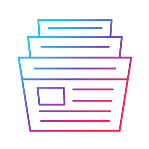 Svart omriss av en serie stablede aviser