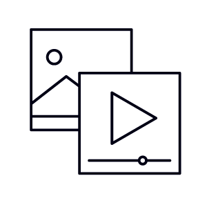 Fargerik omriss av et fotografi under et videovindu med et avspillingsikon